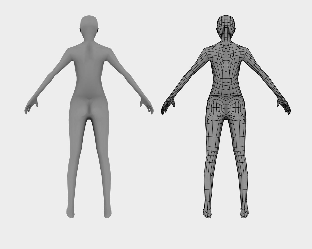 Low poly Woman female body with arms and legs Low-poly 3D model_8