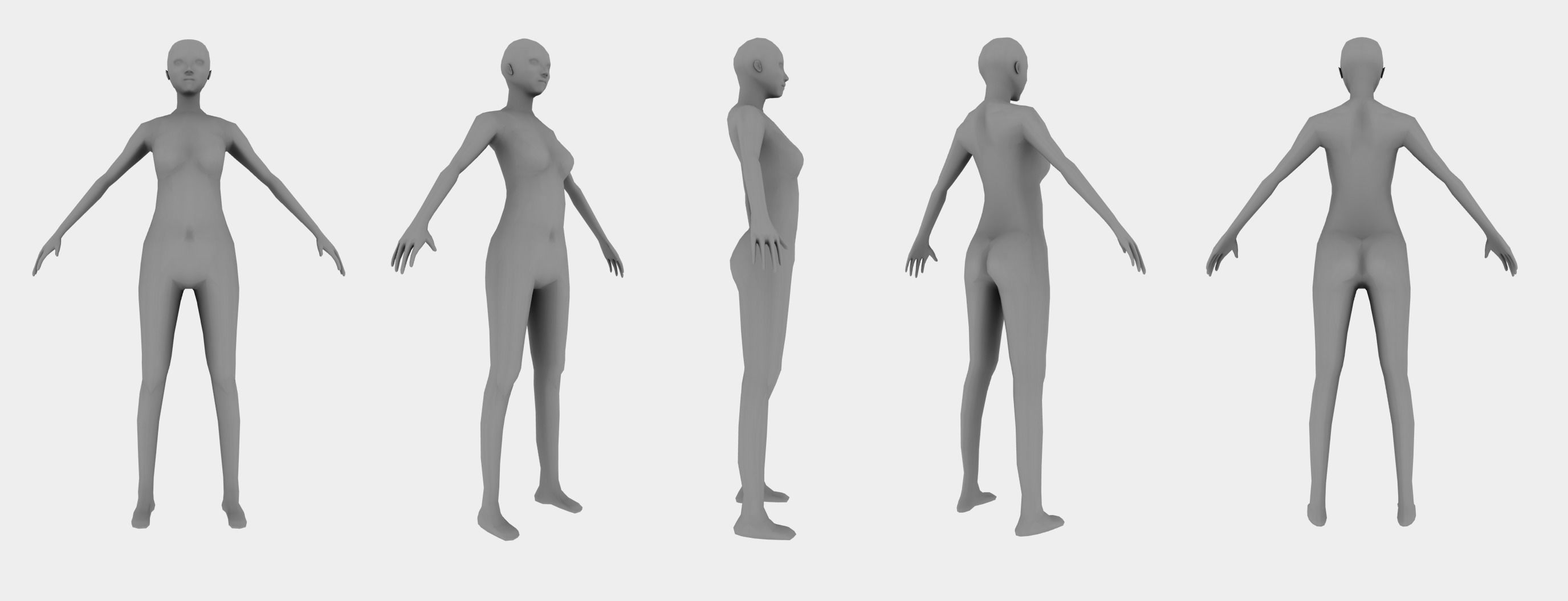 Low poly Woman female body with arms and legs Low-poly 3D model_2
