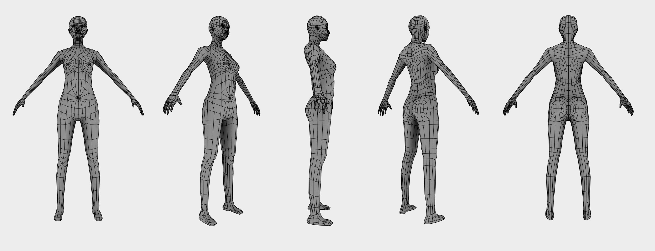 Low poly Woman female body with arms and legs Low-poly 3D model_4
