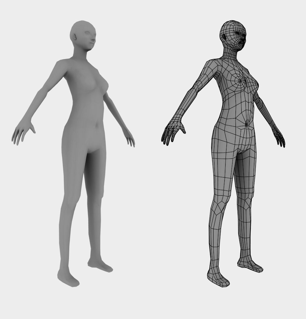 Low poly Woman female body with arms and legs Low-poly 3D model_6