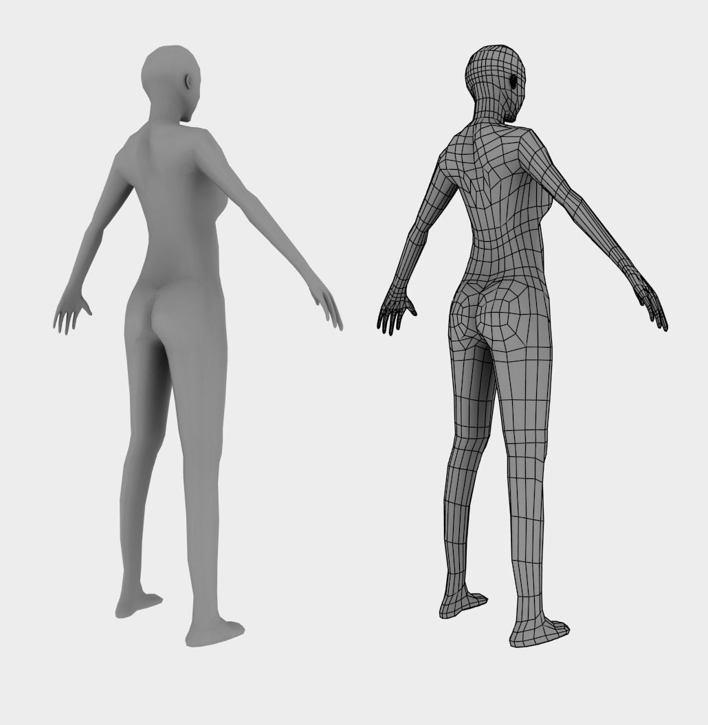 Low poly Woman female body with arms and legs Low-poly 3D model_7