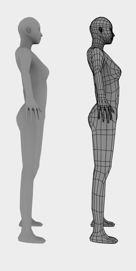 Low poly Woman female body with arms and legs Low-poly 3D model_5