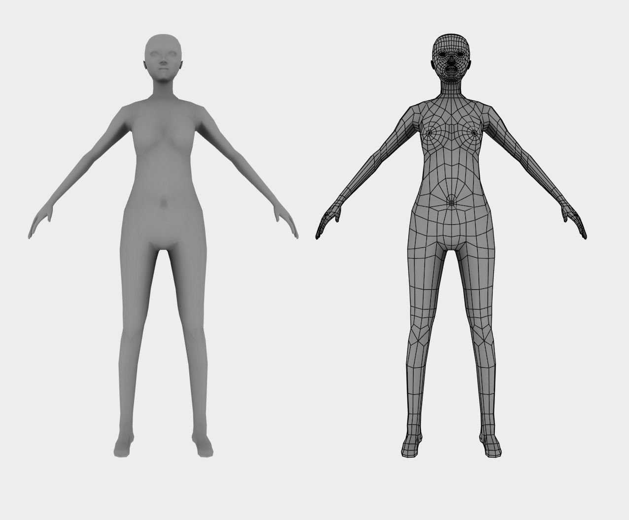 Low poly Woman female body with arms and legs Low-poly 3D model_0