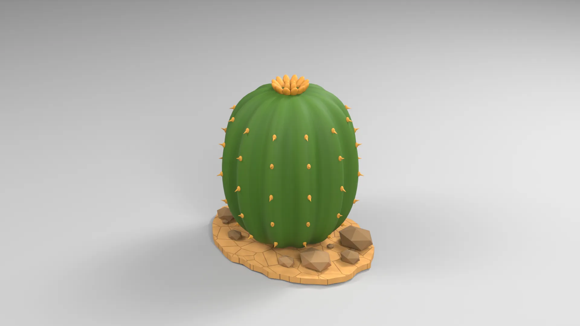 3D model Cartoon Barrel Cactus on Sandy Base VR / AR / low-poly | CGTrader