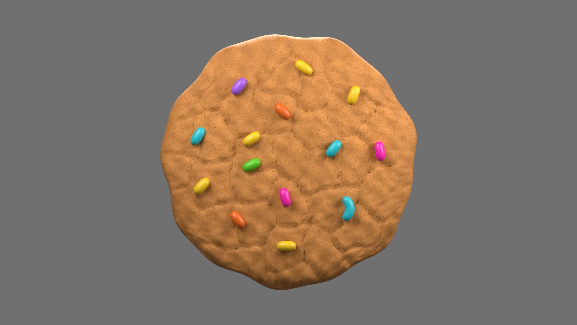 Golden Cookie with Colorful Sprinkles Low-poly 3D model