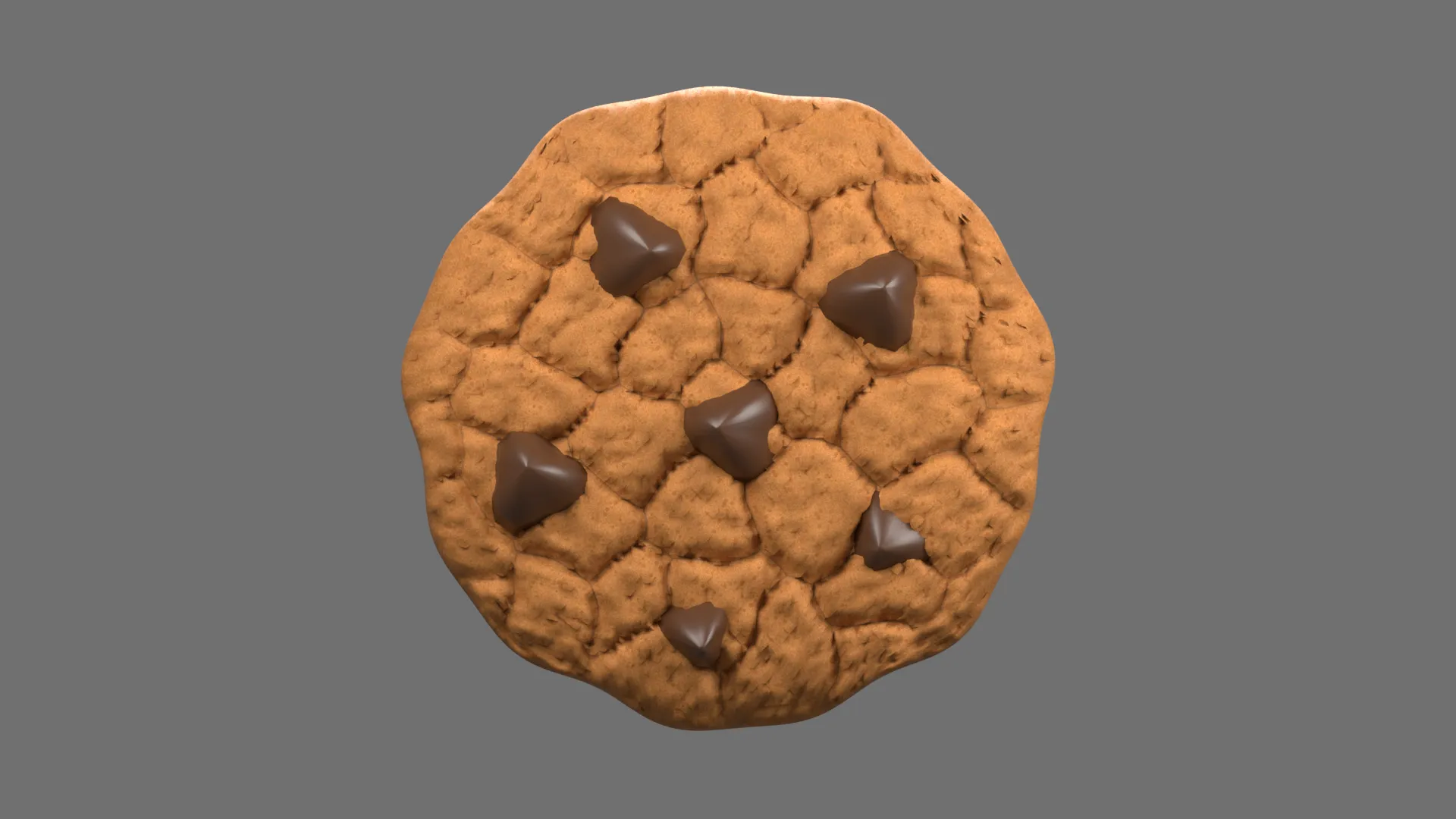 Golden Chocolate Chip Cookie Low-poly 3D model