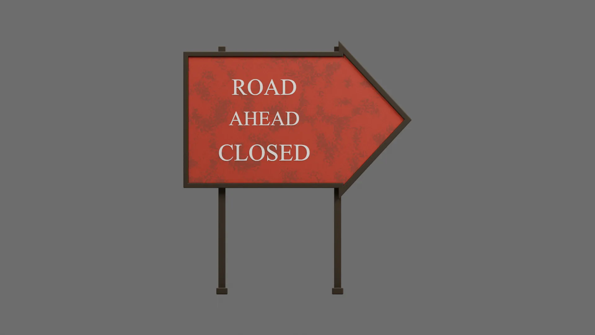Red Road Ahead Closed Arrow Sign Low-poly 3D model
