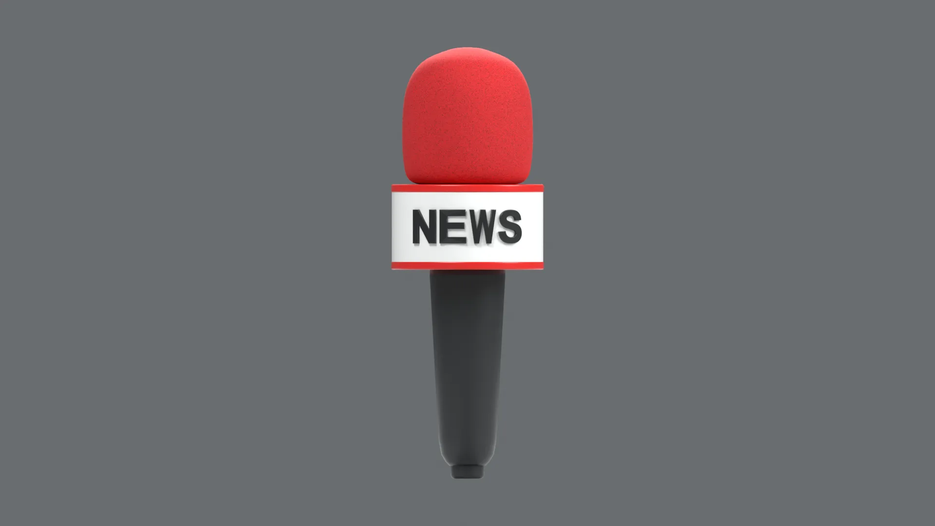 Red Foam News Microphone with White NEWS Flag Low-poly 3D model