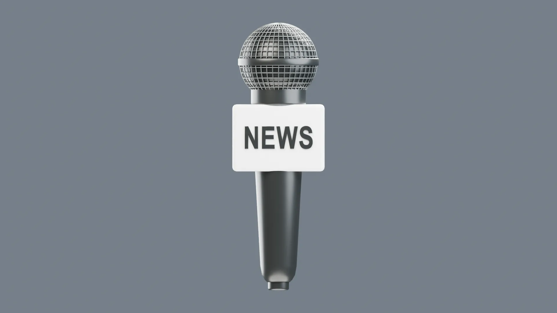 Silver News Microphone with White NEWS Flag Low-poly 3D model