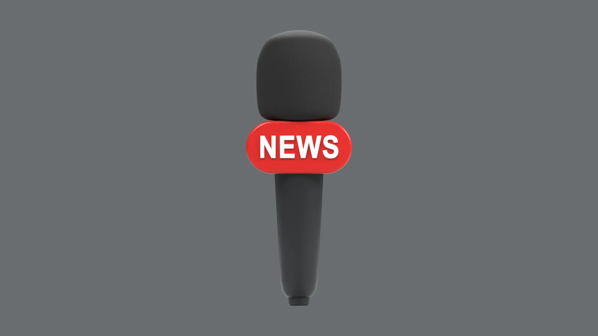 Black Foam News Microphone with Red NEWS Flag Low-poly 3D model
