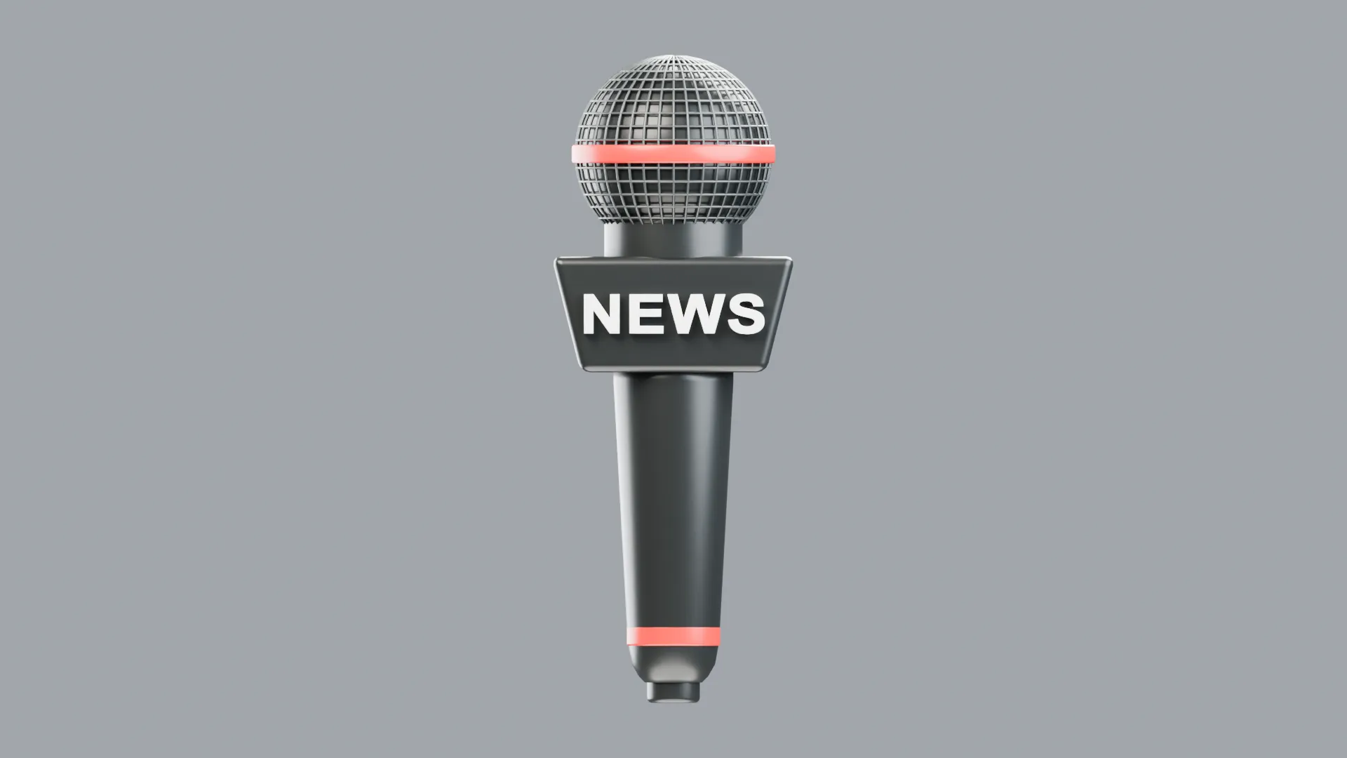 Dark Mesh News Microphone with Black NEWS Flag Low-poly 3D model