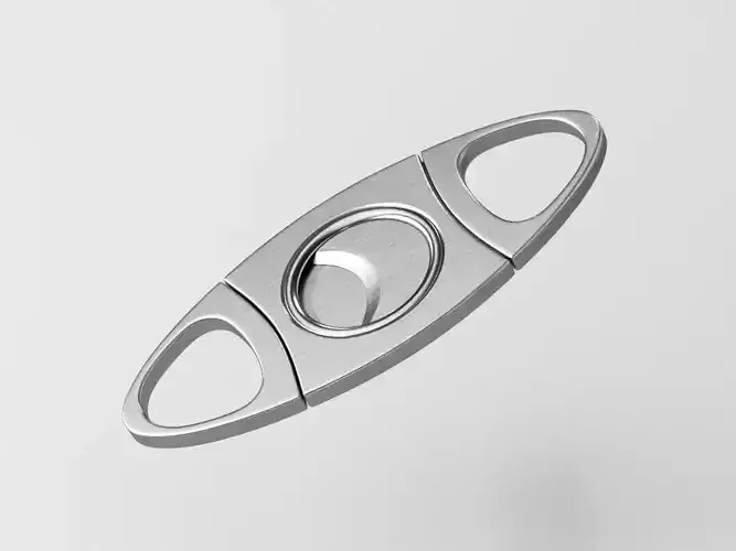 Cigar Cutter - Twin Blade Brushed Steel 3D model