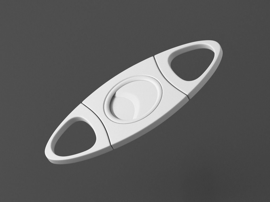 Cigar Cutter - Twin Blade Brushed Steel 3D model_1