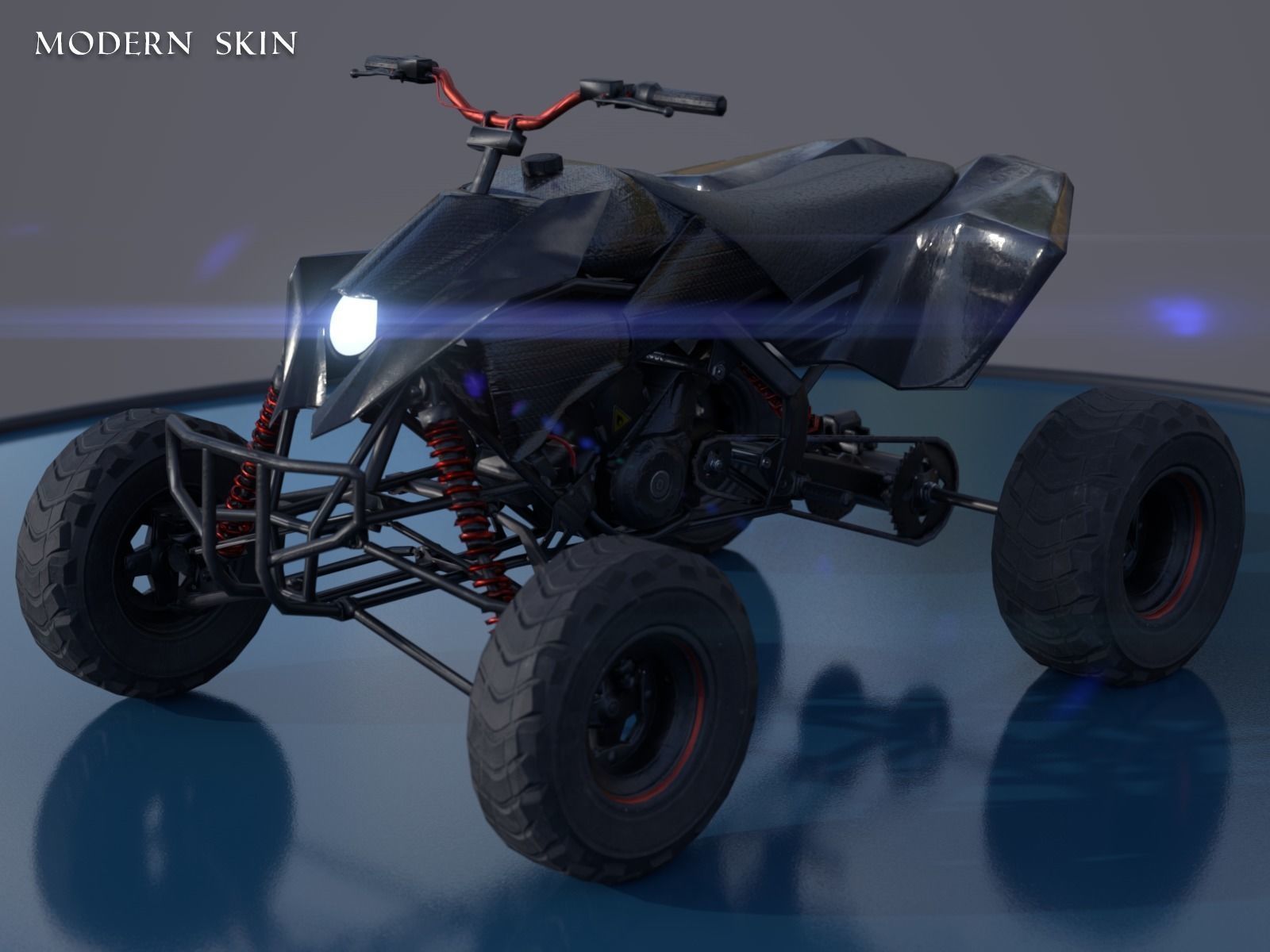 ATV - Quad Post Apocalyptic Vehicle - PBR - Game Ready Low-poly 3D model_8
