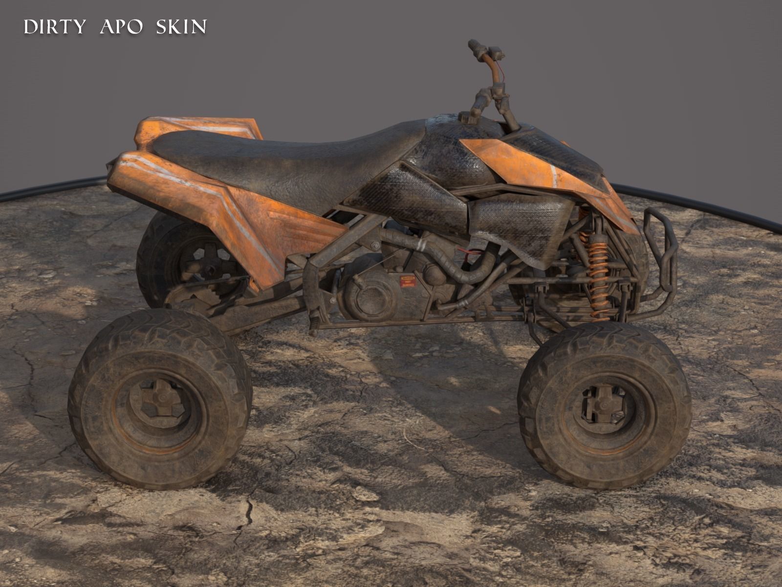 ATV - Quad Post Apocalyptic Vehicle - PBR - Game Ready Low-poly 3D model_3