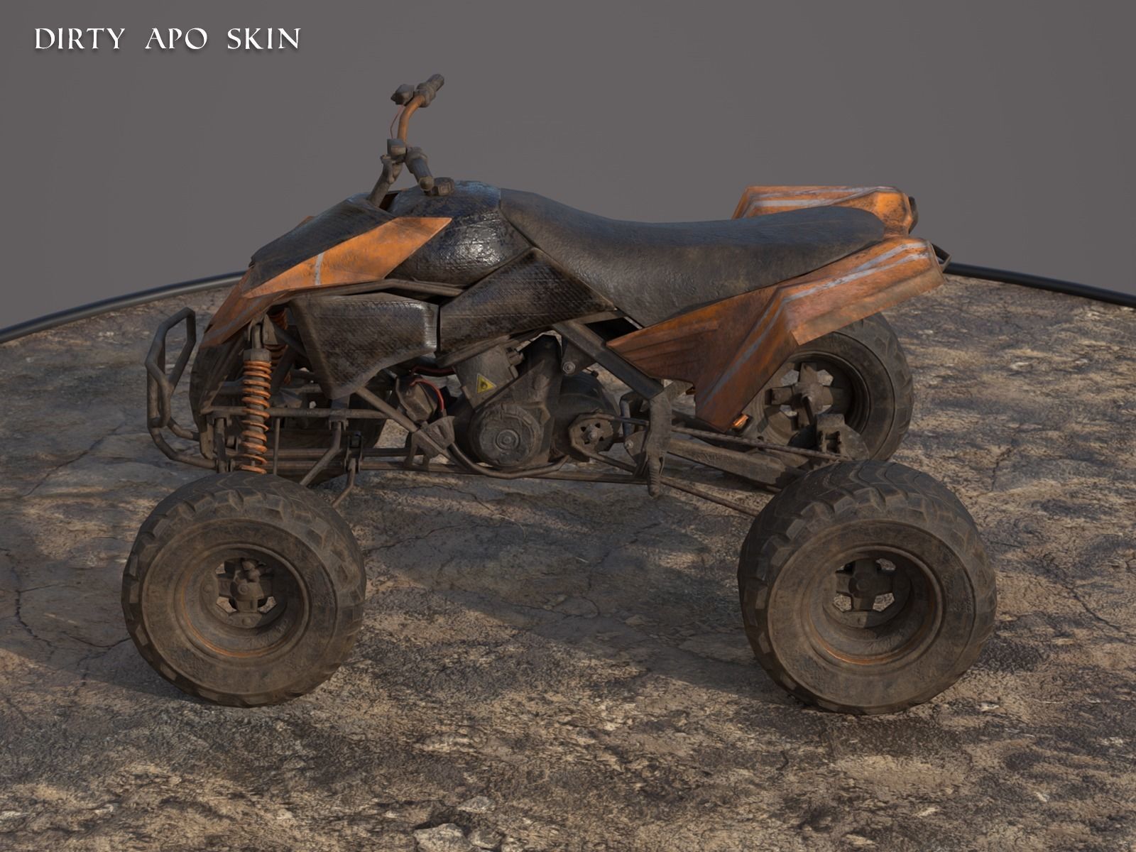 ATV - Quad Post Apocalyptic Vehicle - PBR - Game Ready Low-poly 3D model_2