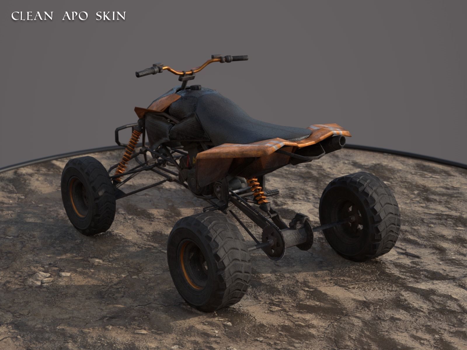 ATV - Quad Post Apocalyptic Vehicle - PBR - Game Ready Low-poly 3D model_6