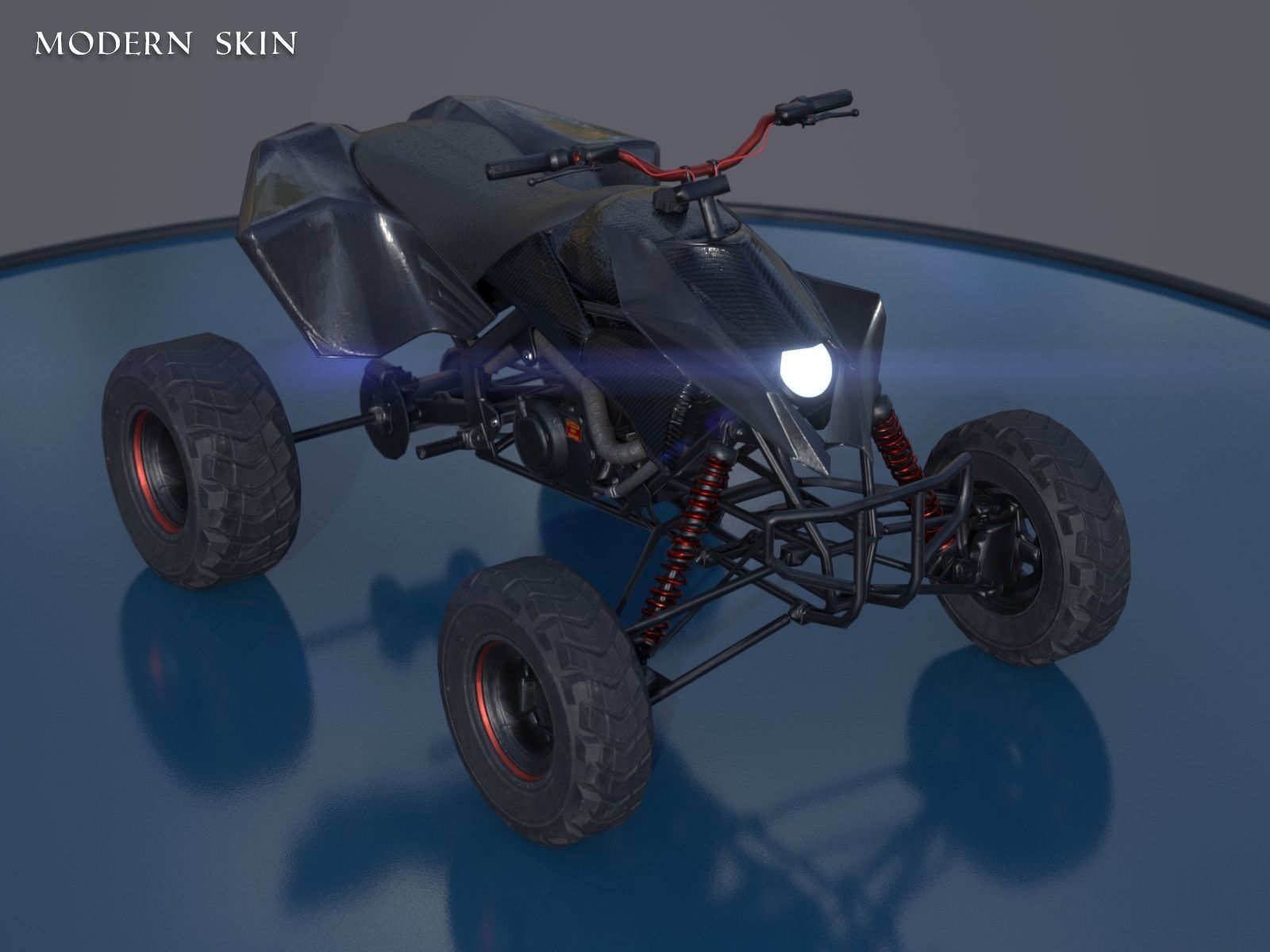 ATV - Quad Post Apocalyptic Vehicle - PBR - Game Ready Low-poly 3D model_7