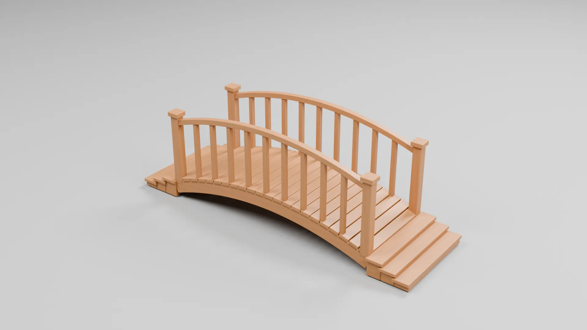 Cartoon Wooden Arched Footbridge Low-poly 3D model