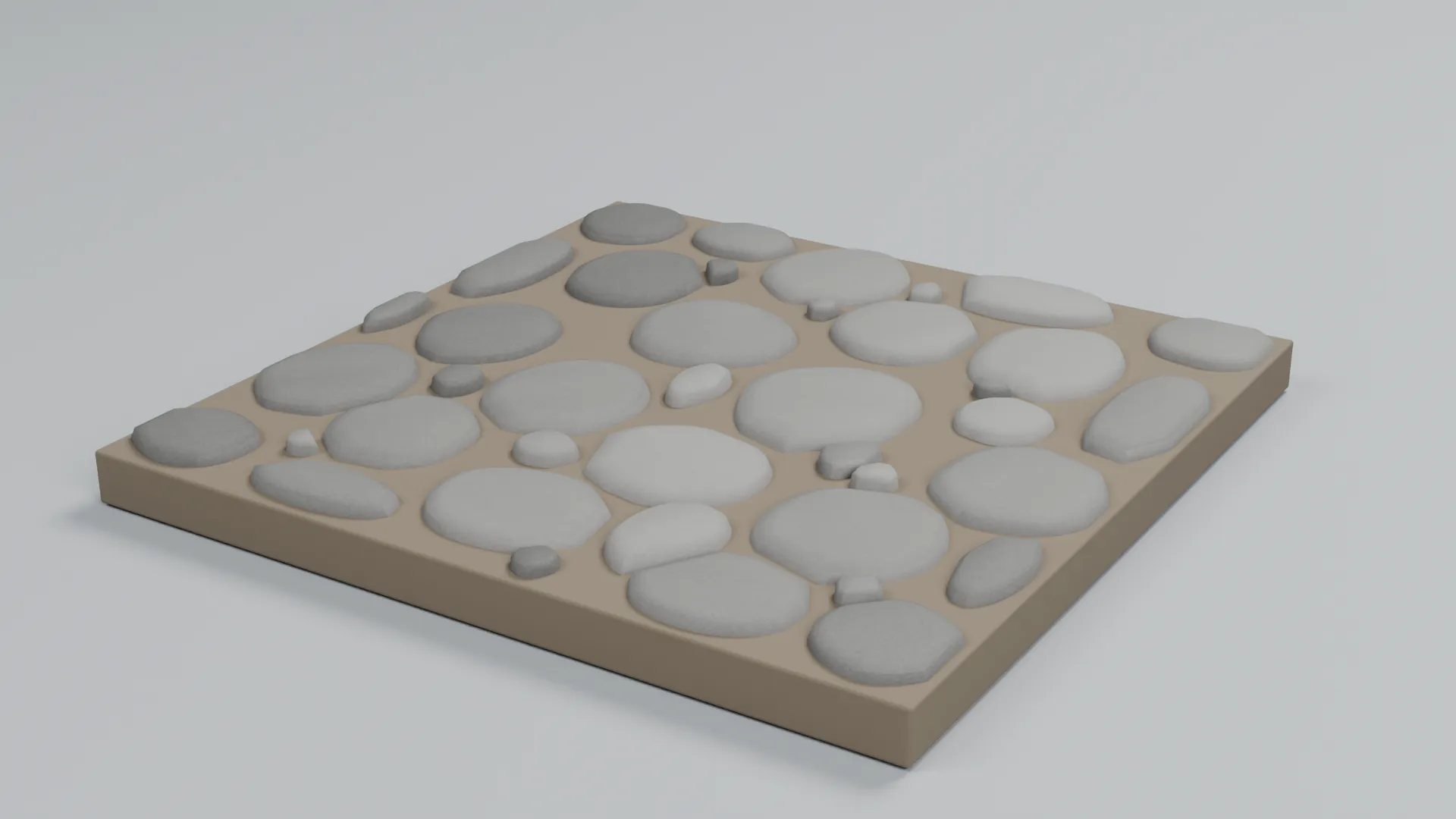 Stone Floor Panel with Rounded Paving Stones Low-poly 3D model