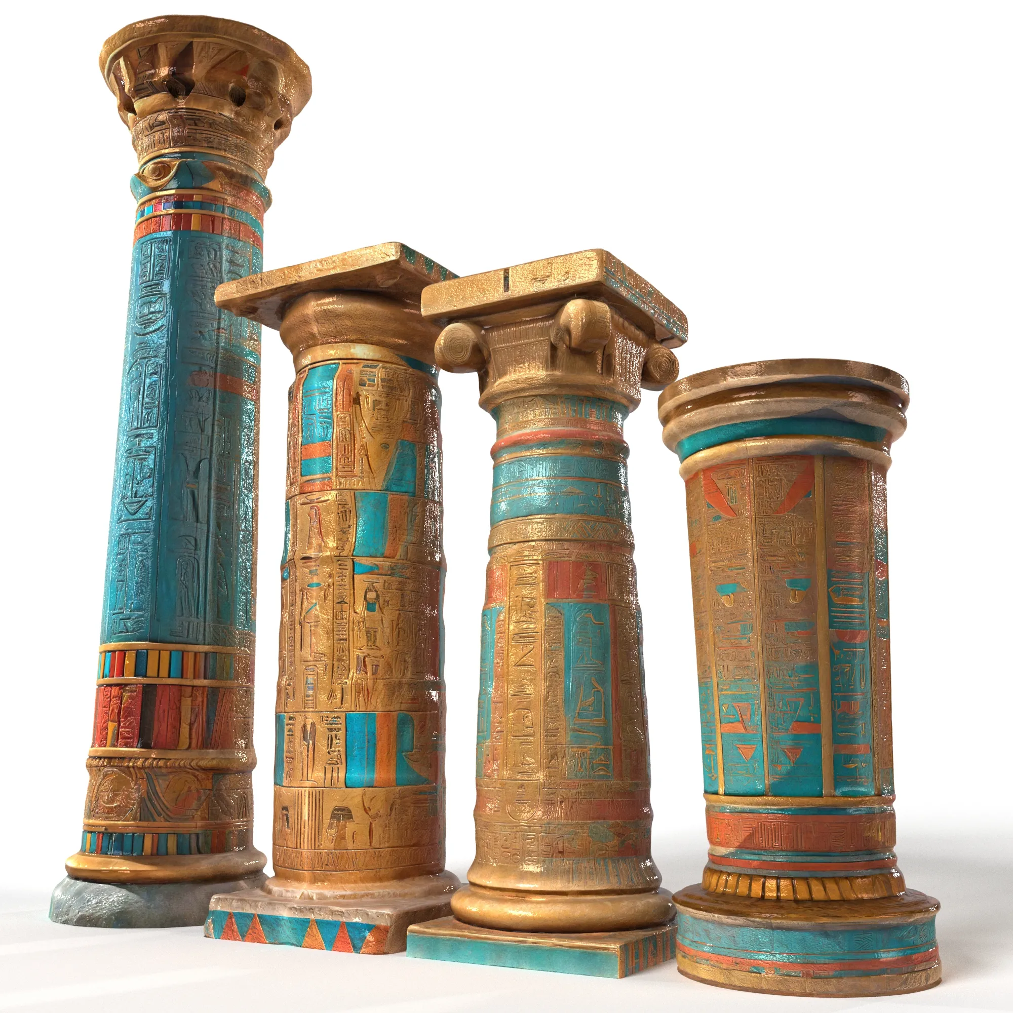 Ancient egyptian pillars pack Low-poly 3D model
