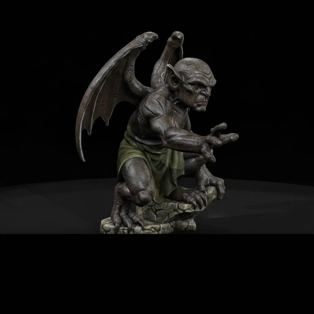Crouching Gargoyle Fantasy Figure 3D print model