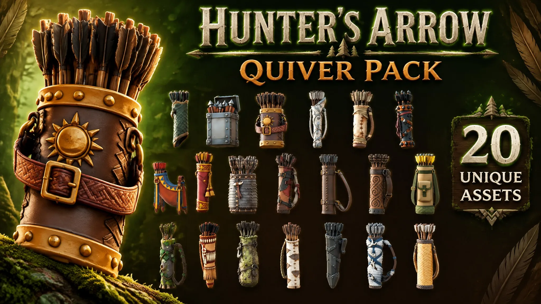 Hunters Arrow Quiver Pack Low-poly 3D model