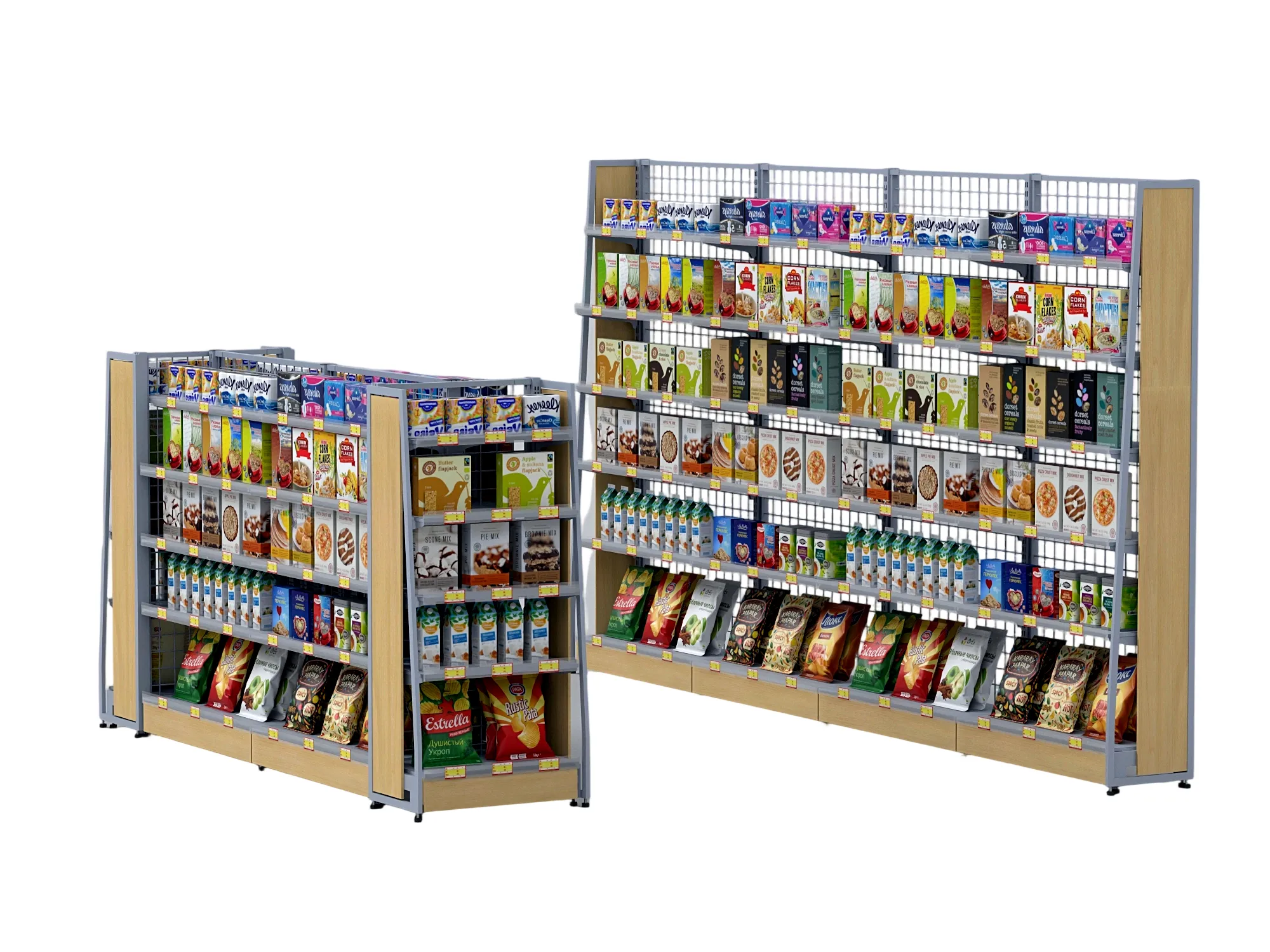Supermarket Shelves With Packaged Food 3D model