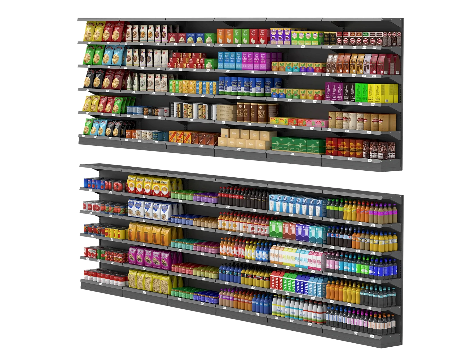 Supermarket Shelves With Grocery Products 3D model