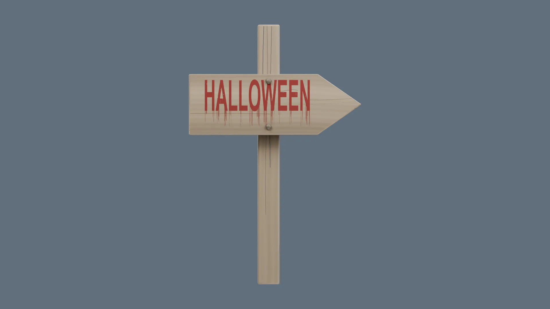 Pale Wooden Halloween Arrow Sign Low-poly 3D model
