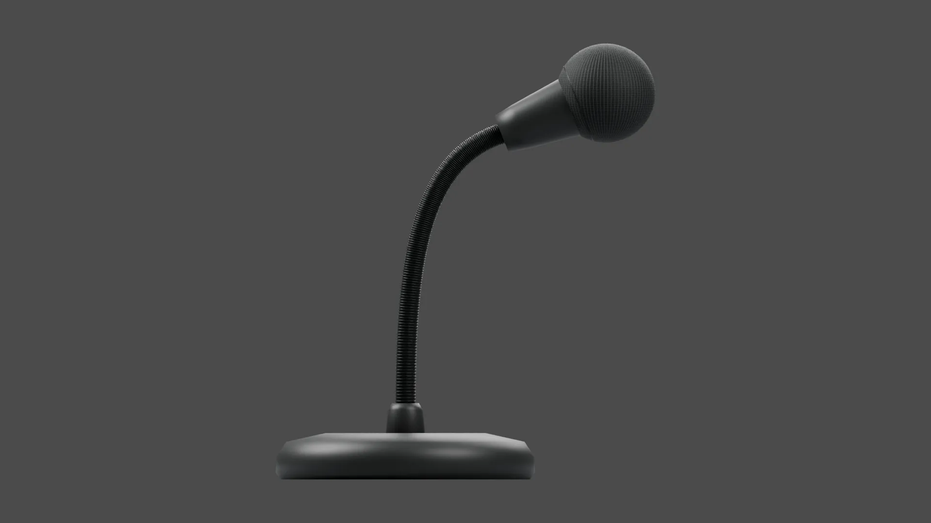 Black Spherical Microphone on Round Desk Stand Low-poly 3D model
