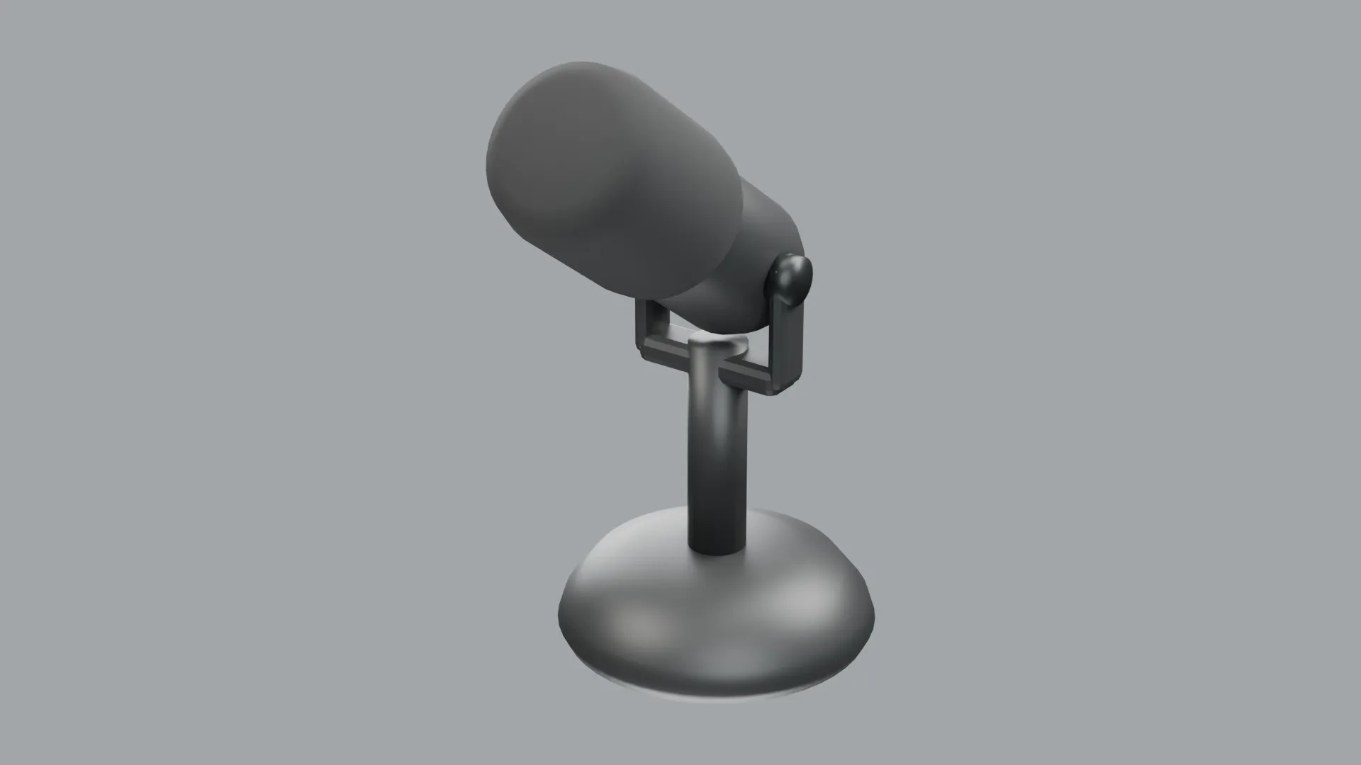 Black Studio Microphone on Round Desk Stand Low-poly 3D model