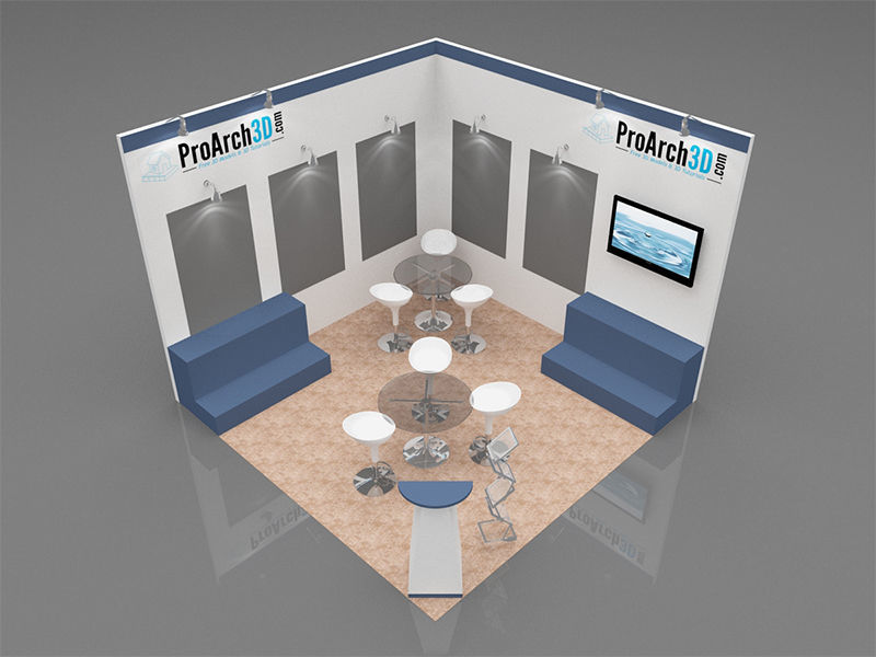 Exhibition stall 3d model 4 x 4 2 sides open 3D model_1