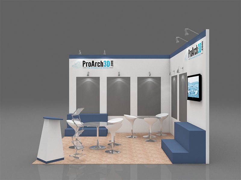 Exhibition stall 3d model 4 x 4 2 sides open 3D model_2