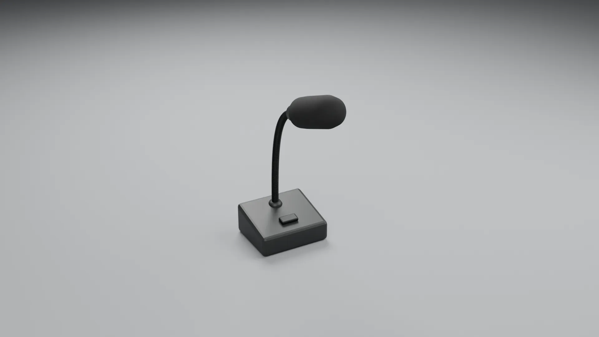 Slim Black Microphone on Rectangular Desk Stand Low-poly 3D model