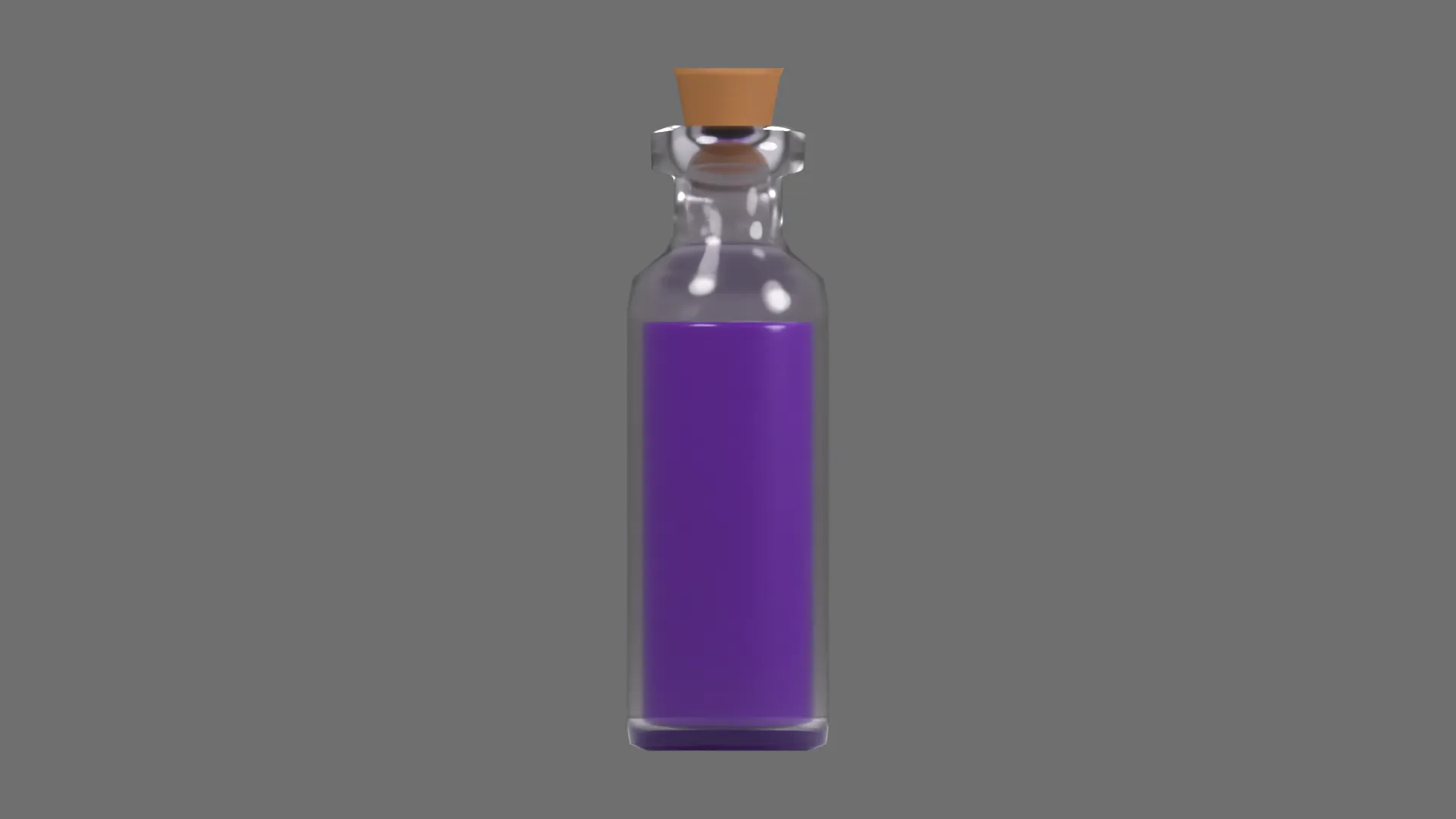 Purple Potion in Tall Glass Vial Low-poly 3D model