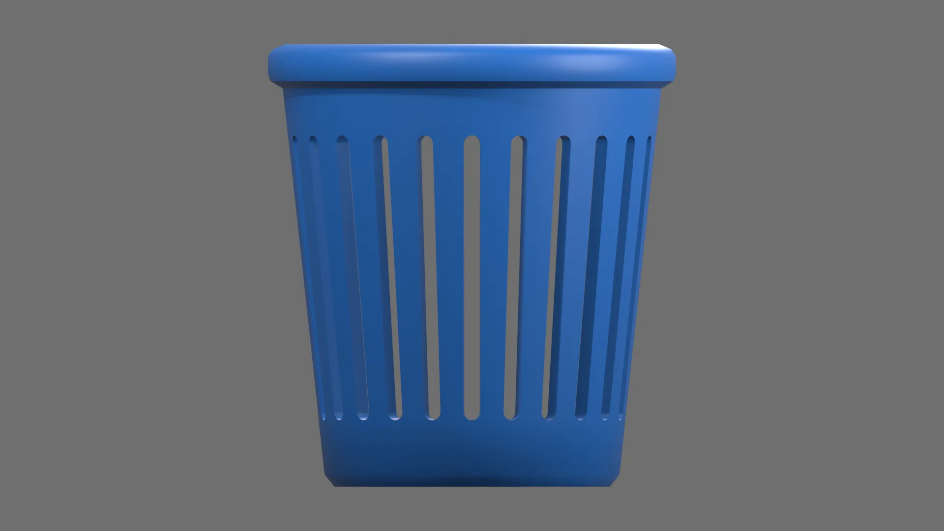 Blue Slatted Cartoon Trash Can Low-poly 3D model