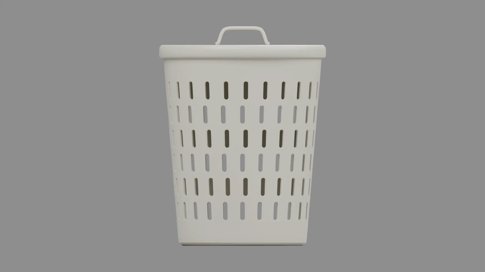 White Slatted Trash Can with Lid Low-poly 3D model