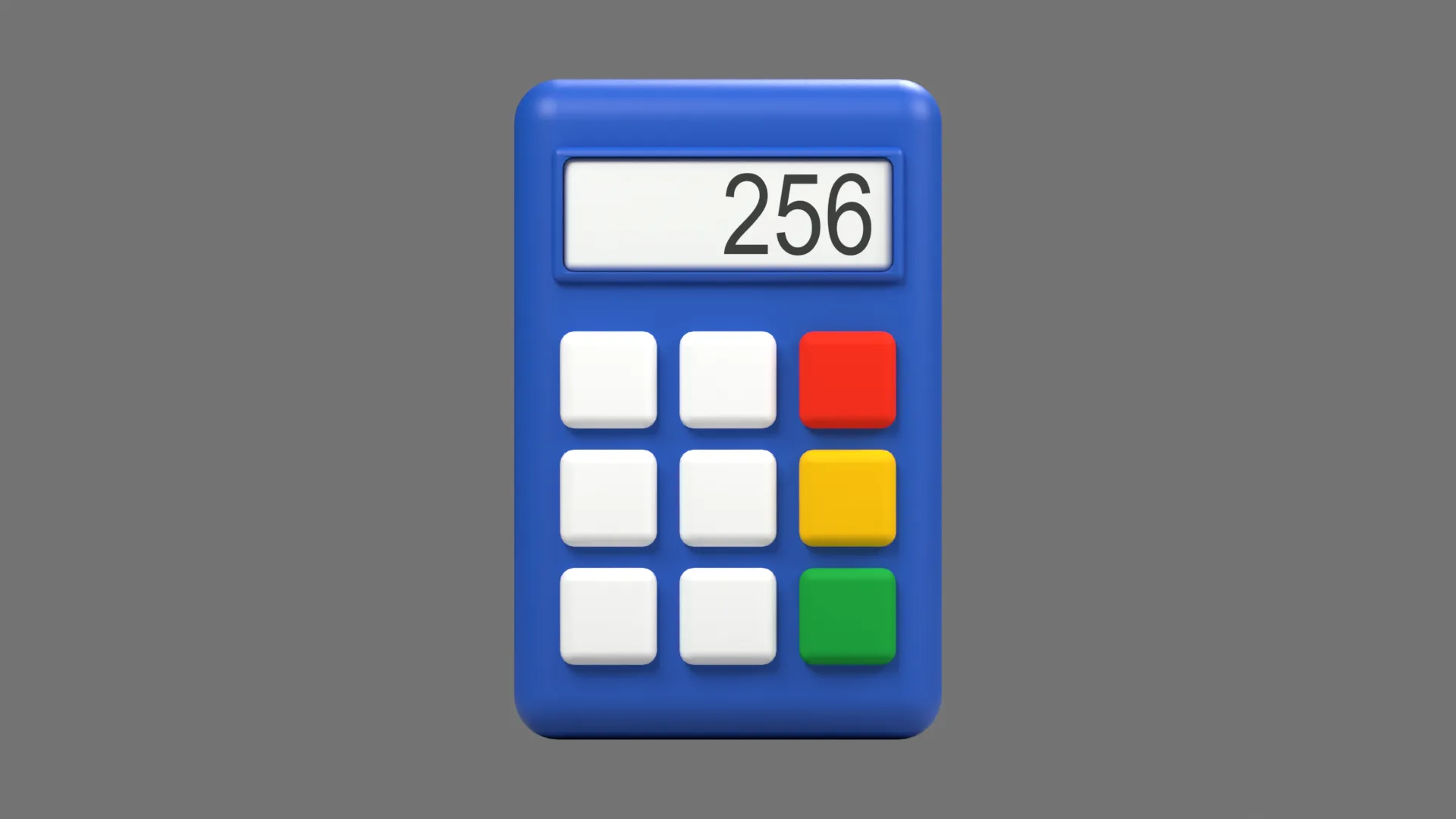 Blue Calculator with White Keys and Colored Function Buttons Low-poly 3D model