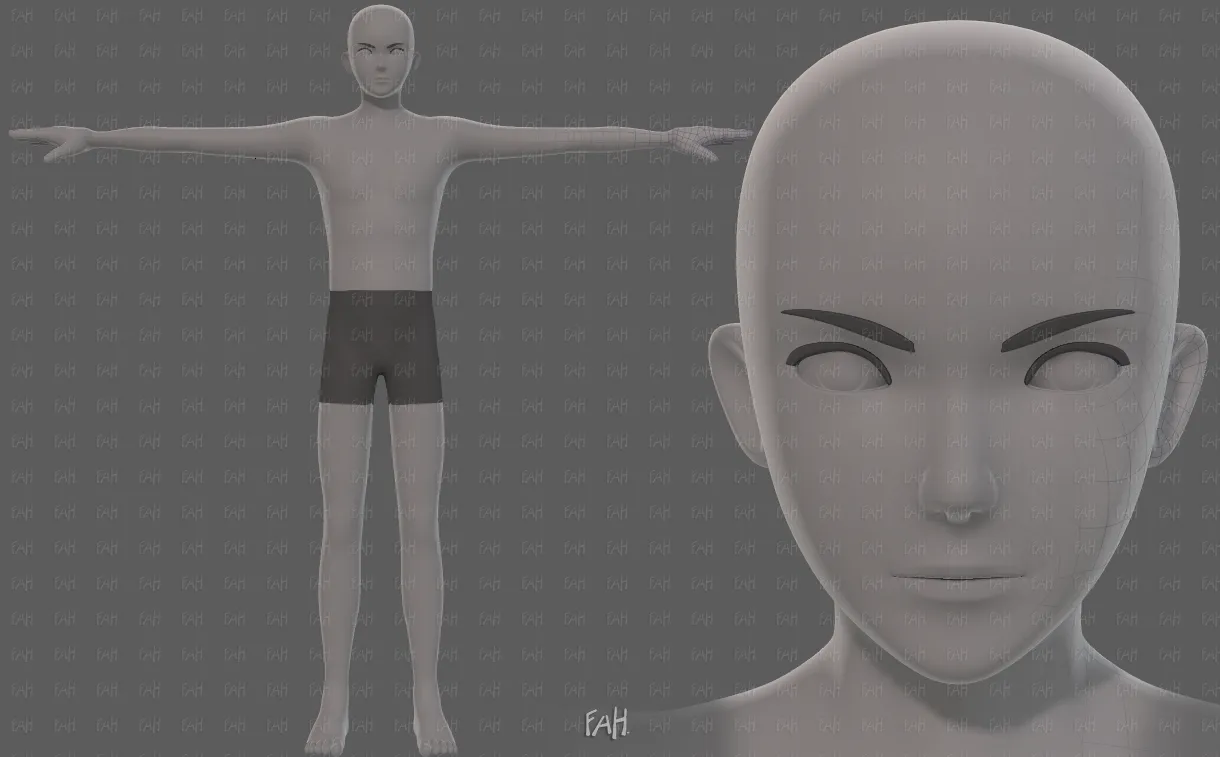 Base mesh man character V28 Low-poly 3D model