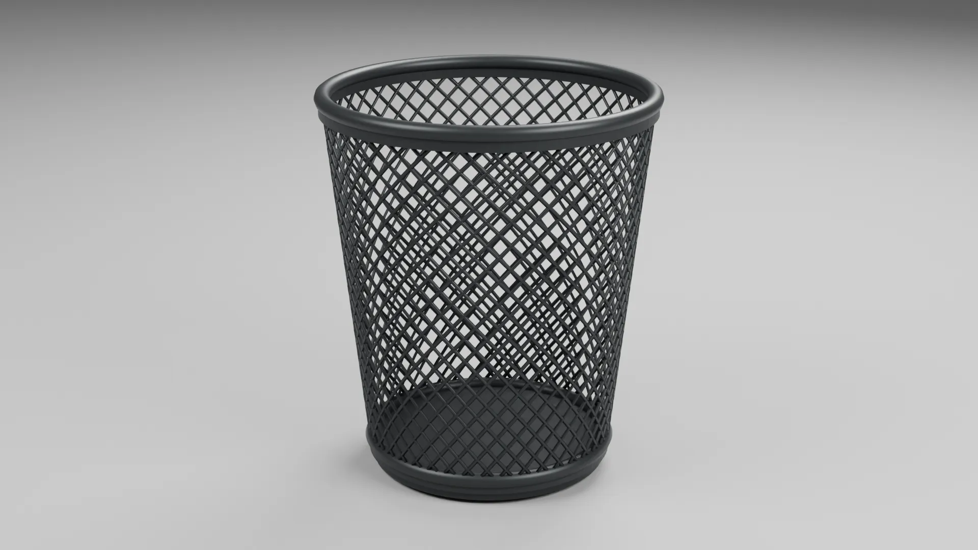 Black Mesh Cartoon Trash Can Low-poly 3D model