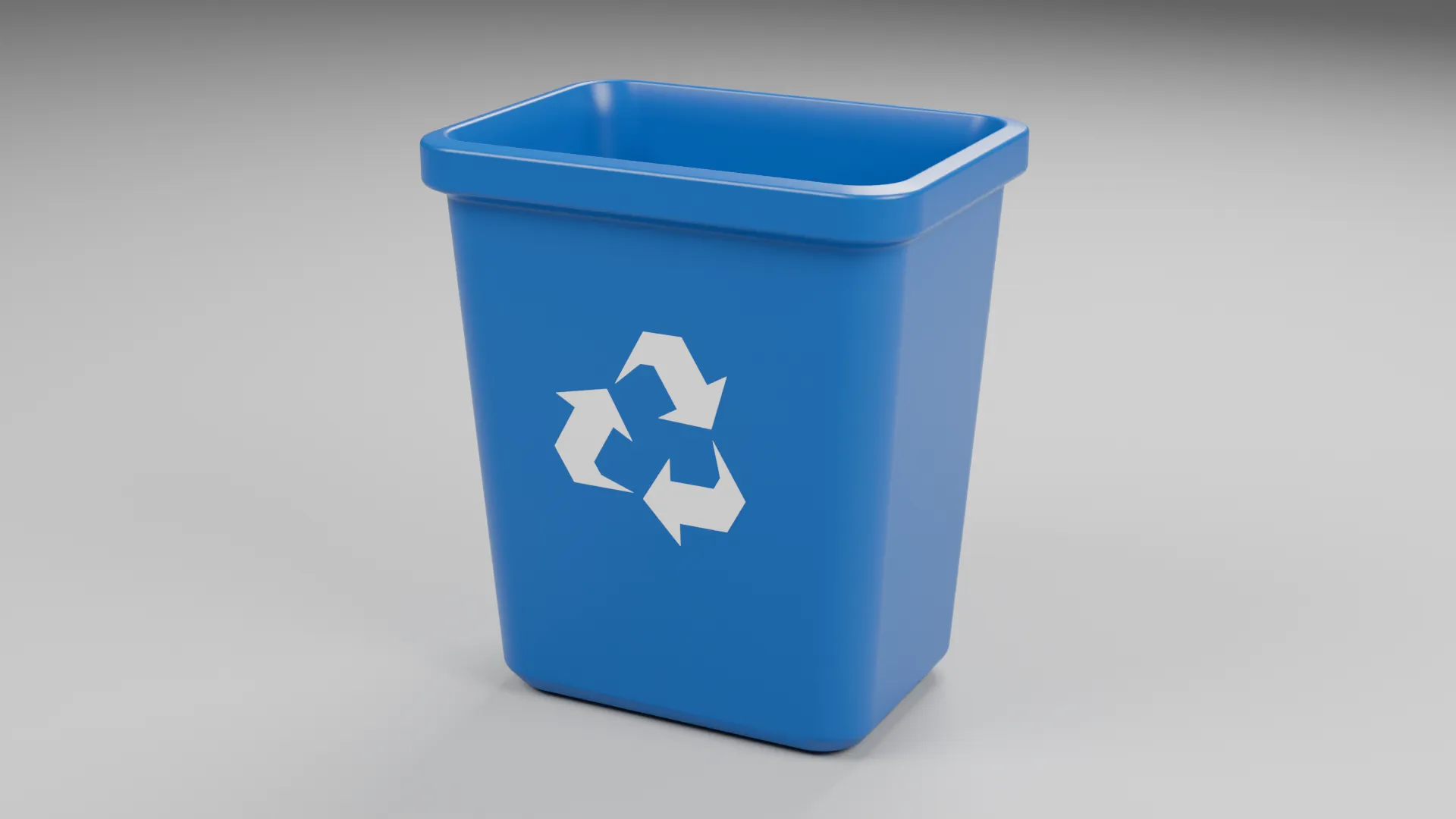Blue Recycling Bin with White Recycle Symbol Low-poly 3D model