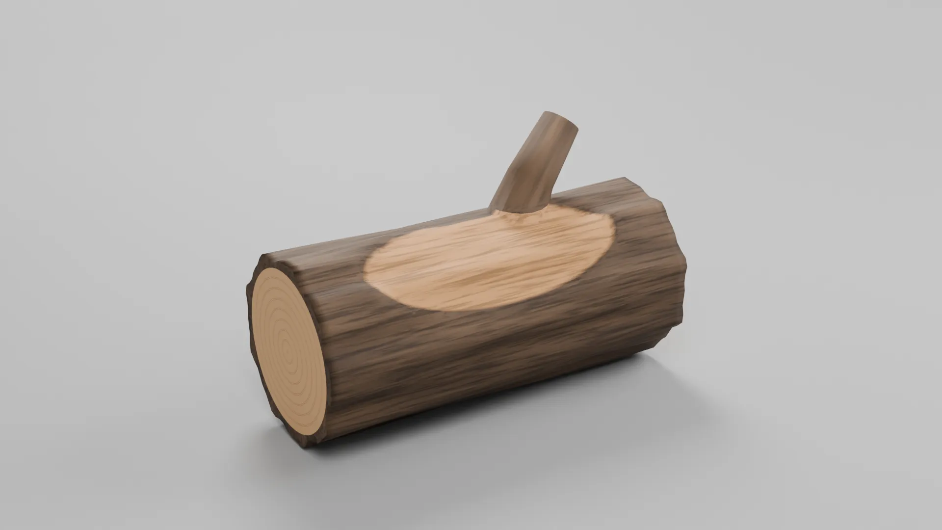 Cartoon Log with Broad Cut Surface and Branch Stub Low-poly 3D model