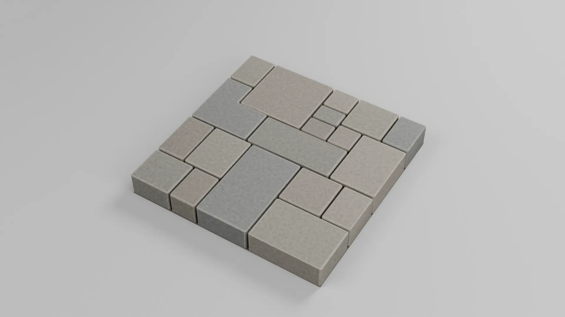 Stone Floor Panel with Rectangular Paving Low-poly 3D model
