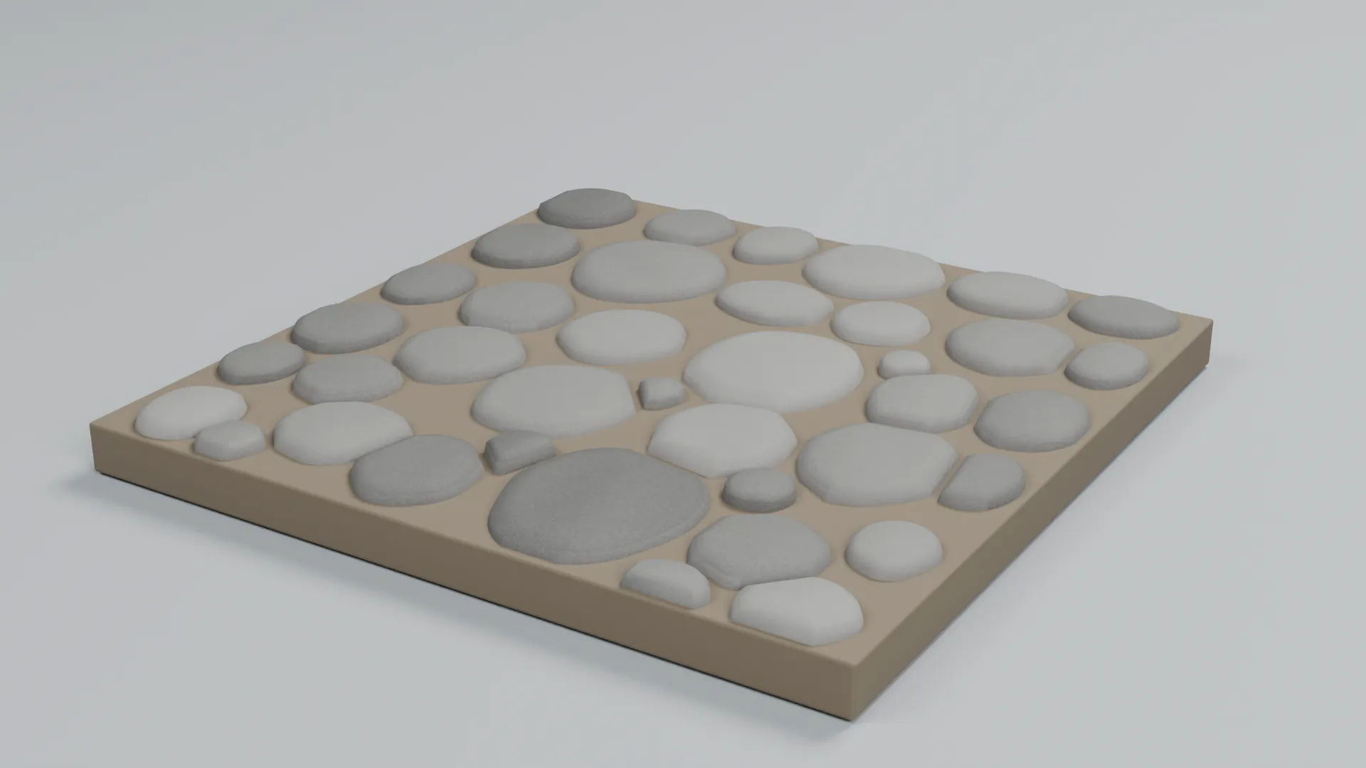 Stone Floor Panel with Mixed Rounded Stones Low-poly 3D model
