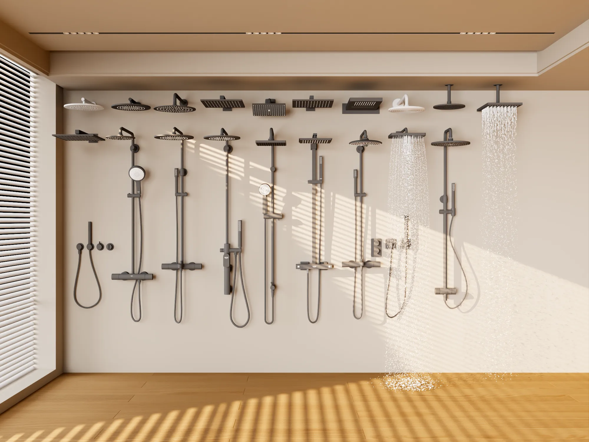 Modern Shower Head System Pack Low-poly 3D model