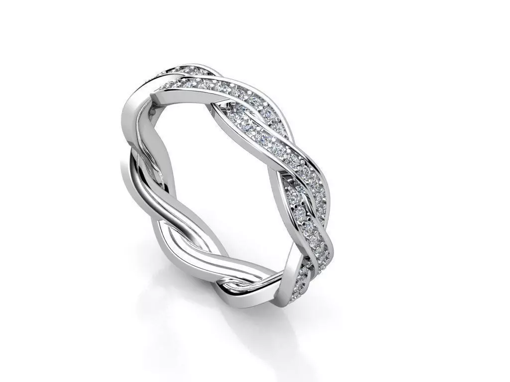 kengkod13 twisted wedding band with diamonds in gold 3D print model_0