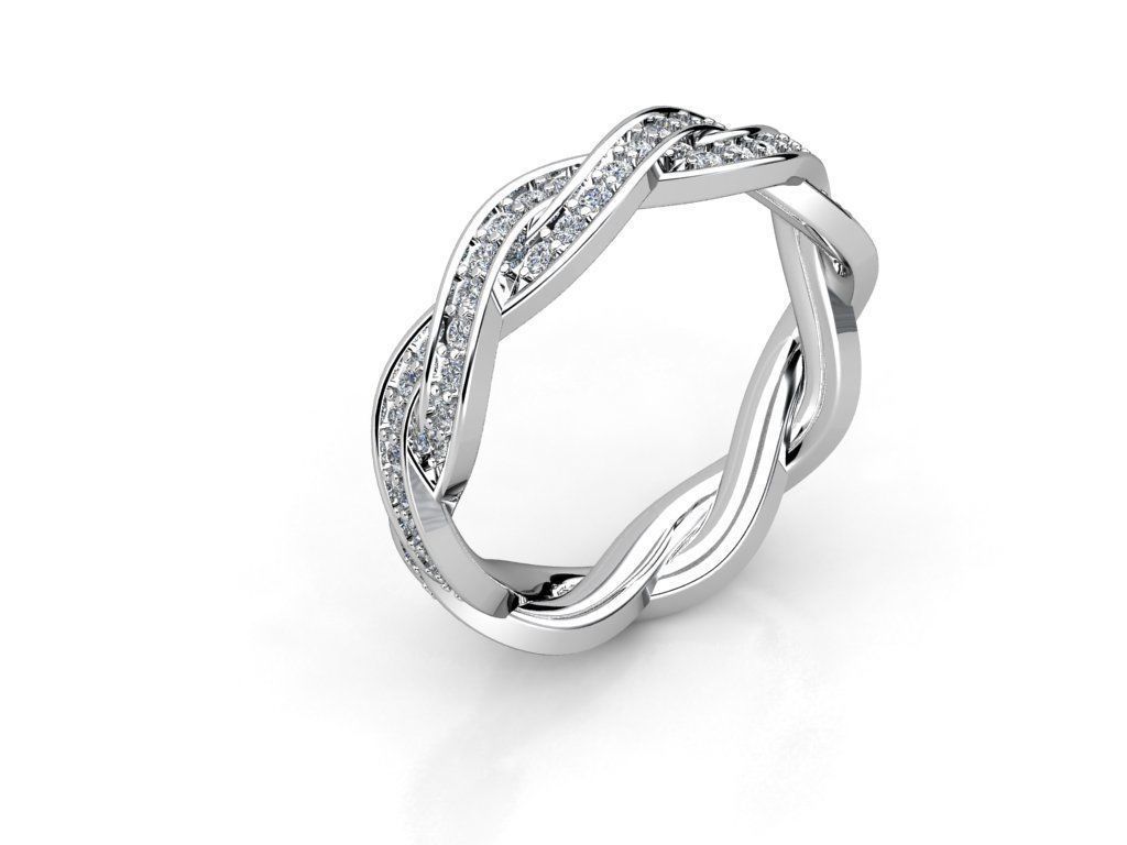 kengkod13 twisted wedding band with diamonds in gold 3D print model_3