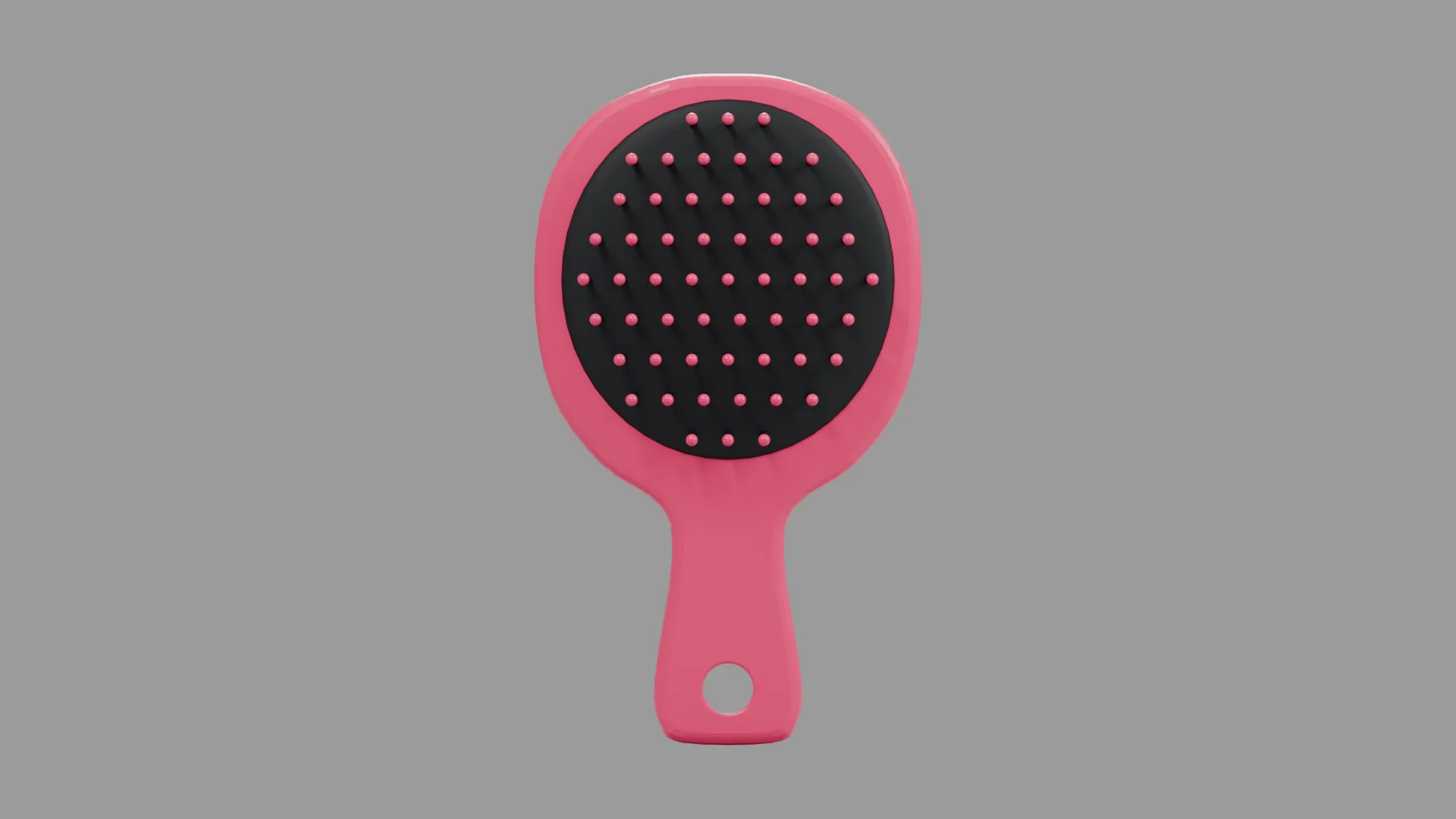 Pink Oval Massage Hair Brush Low-poly 3D model