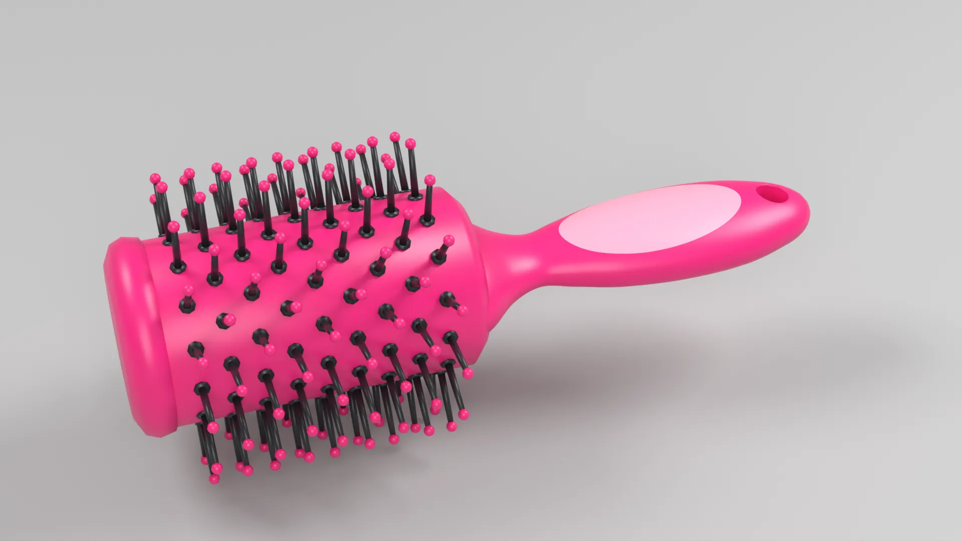 Pink Round Barrel Hair Brush Low-poly 3D model